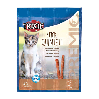 تشویقی مدادی گربه تریکسی طعم بره و بوقلمون وزن ۲۵ گرم ا Trixie Premio Stick Quintett With Lamb And Turkey For Cats 25g
