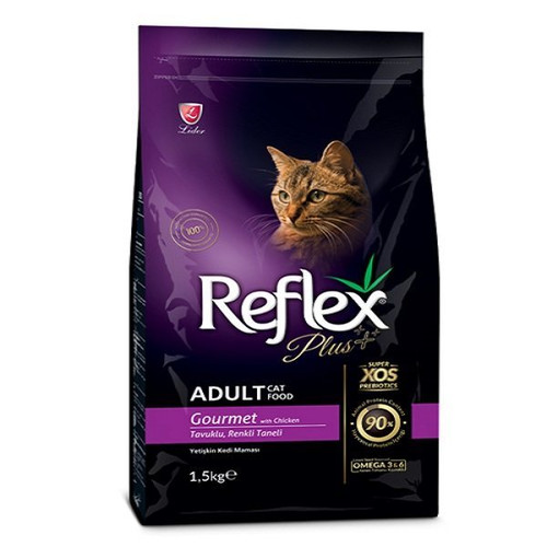 غذای خشک گربه رفلکس پلاس گورمت باطعم مرغ 1.5 کیلو گرم ا Reflex Adult plus Dry Food With Chicken 1.5kg