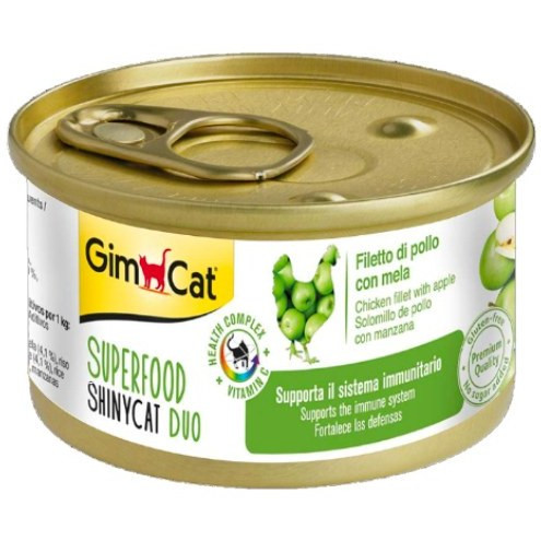 کنسرو گربه جیم کت Gim Cat طعم فیله مرغ و سیب وزن 70 گرم